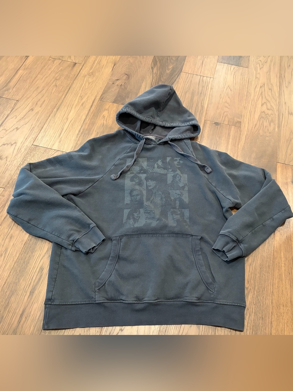 Official Taylor Swift Eras Tour Vintage Wash Face Grid Hoodie Size M